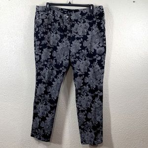 Marisota Pants Black Grey Floral Stretch Size 22